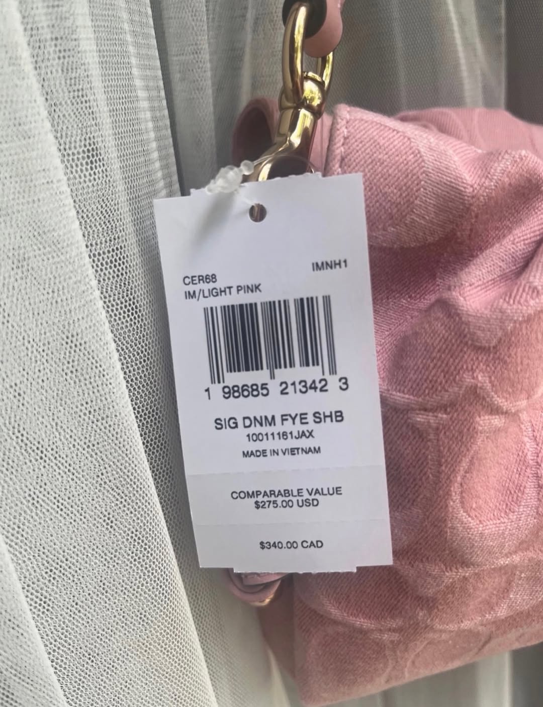 Coach faye Signature Denim Shoulder Bag – Light Pink
