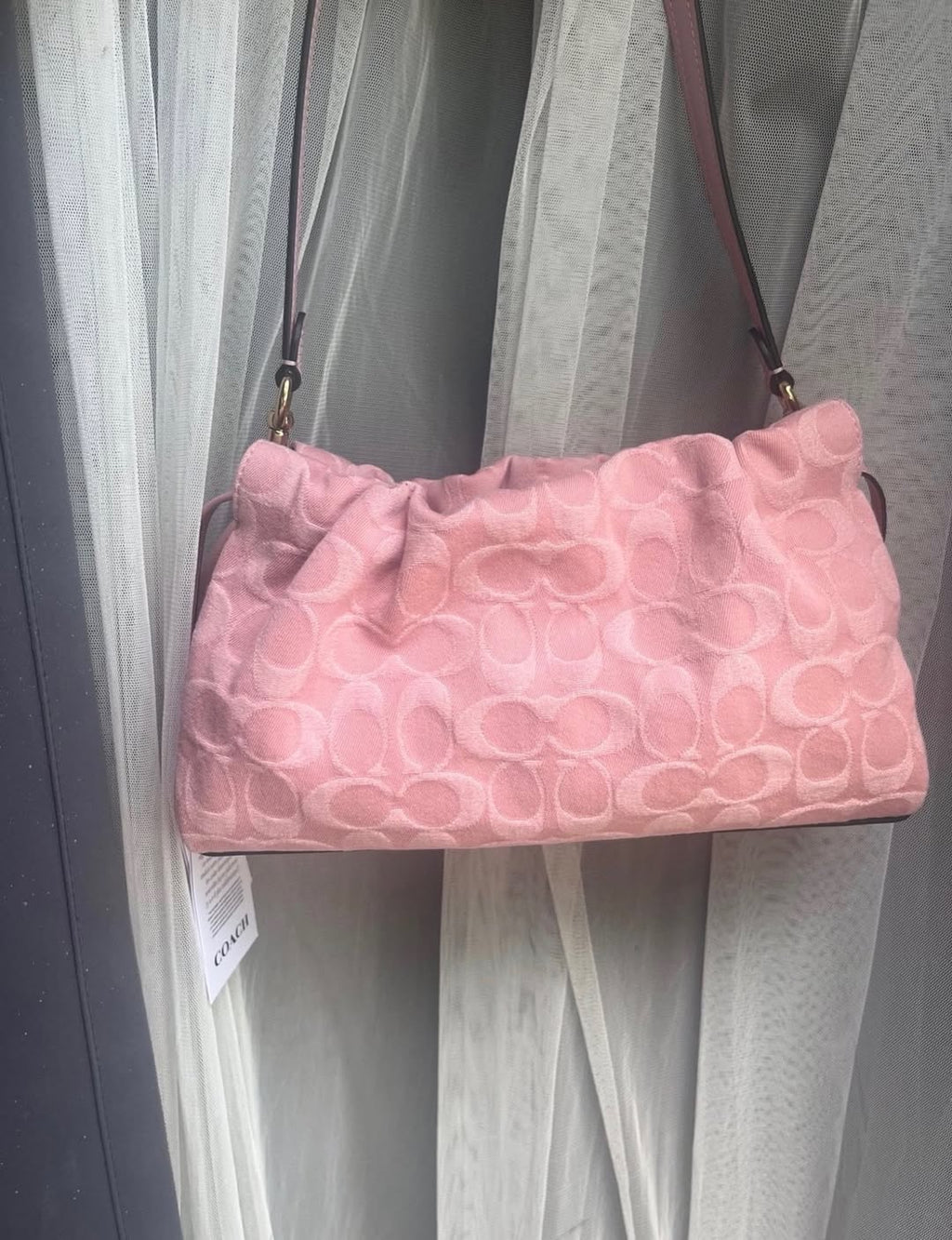 Coach faye Signature Denim Shoulder Bag – Light Pink