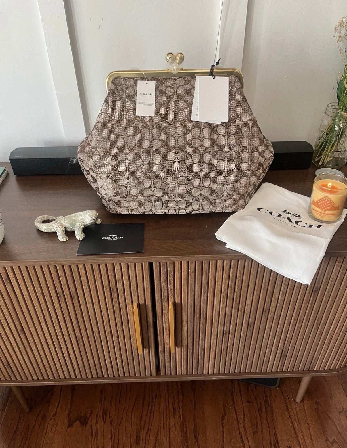 COACH Large Kisslock Frame Crystal Jacquard  NWT