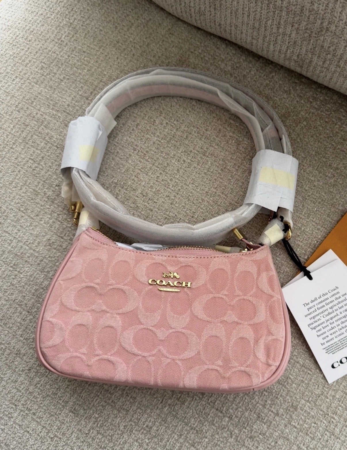 Coach Mini Teri Pink Denim Small Shoulder/Crossbody Bag Gold Hardware Strap