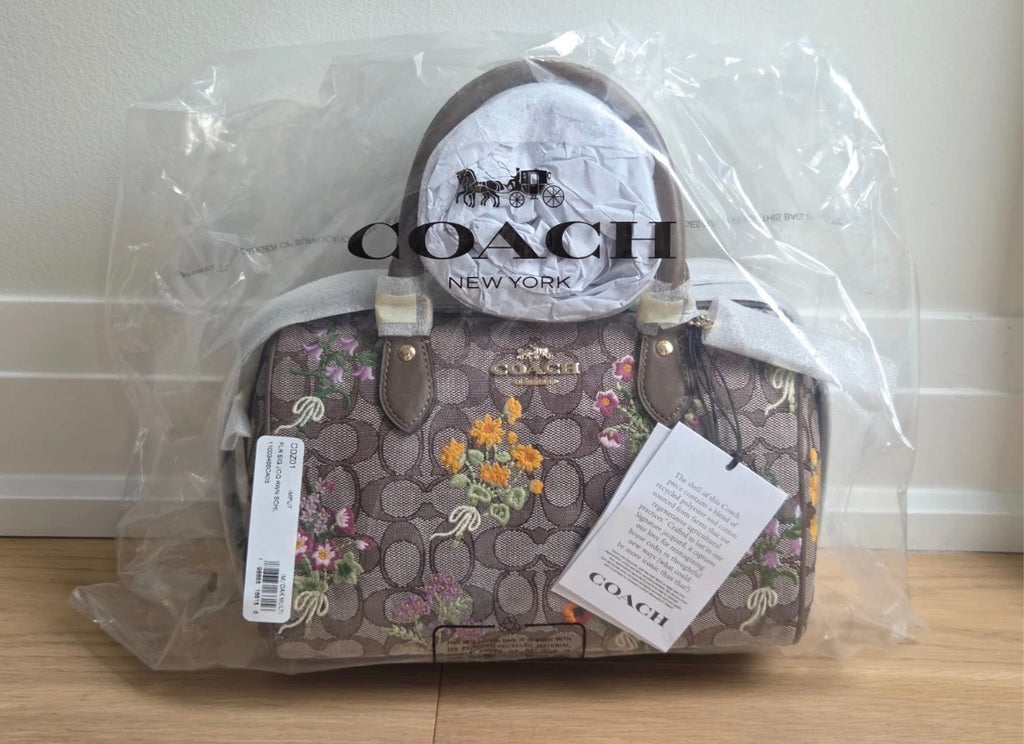 Coach Rowan Satchel Bag In Signature Jacquard Floral Embroidery Brand New CDZ01