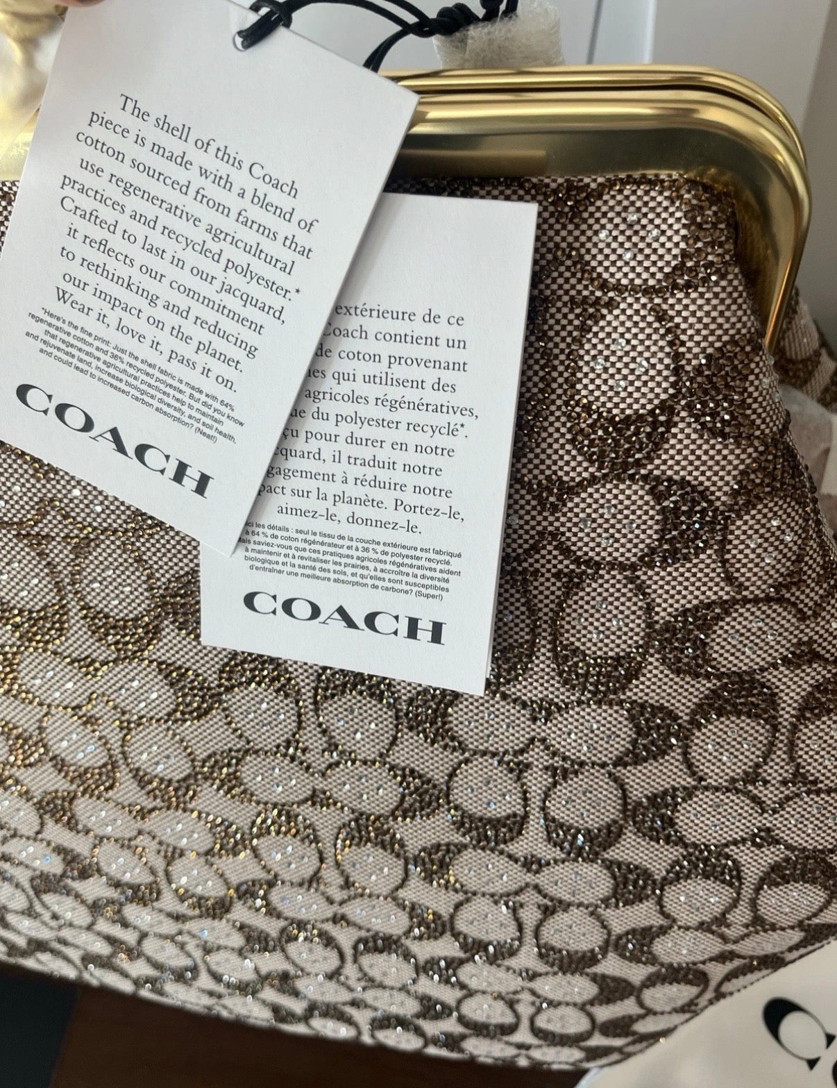 COACH Large Kisslock Frame Crystal Jacquard  NWT