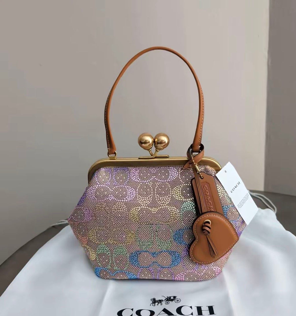 Coach Kisslock Signature Bag – Pastel Rainbow Edition 🌈✨