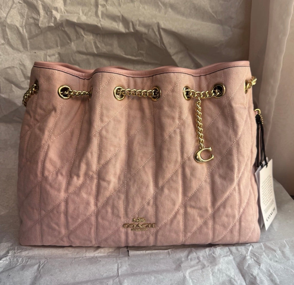 Coach Evelyn Shoulder Bag In Loved Denim With Quilting CER79 Authentic