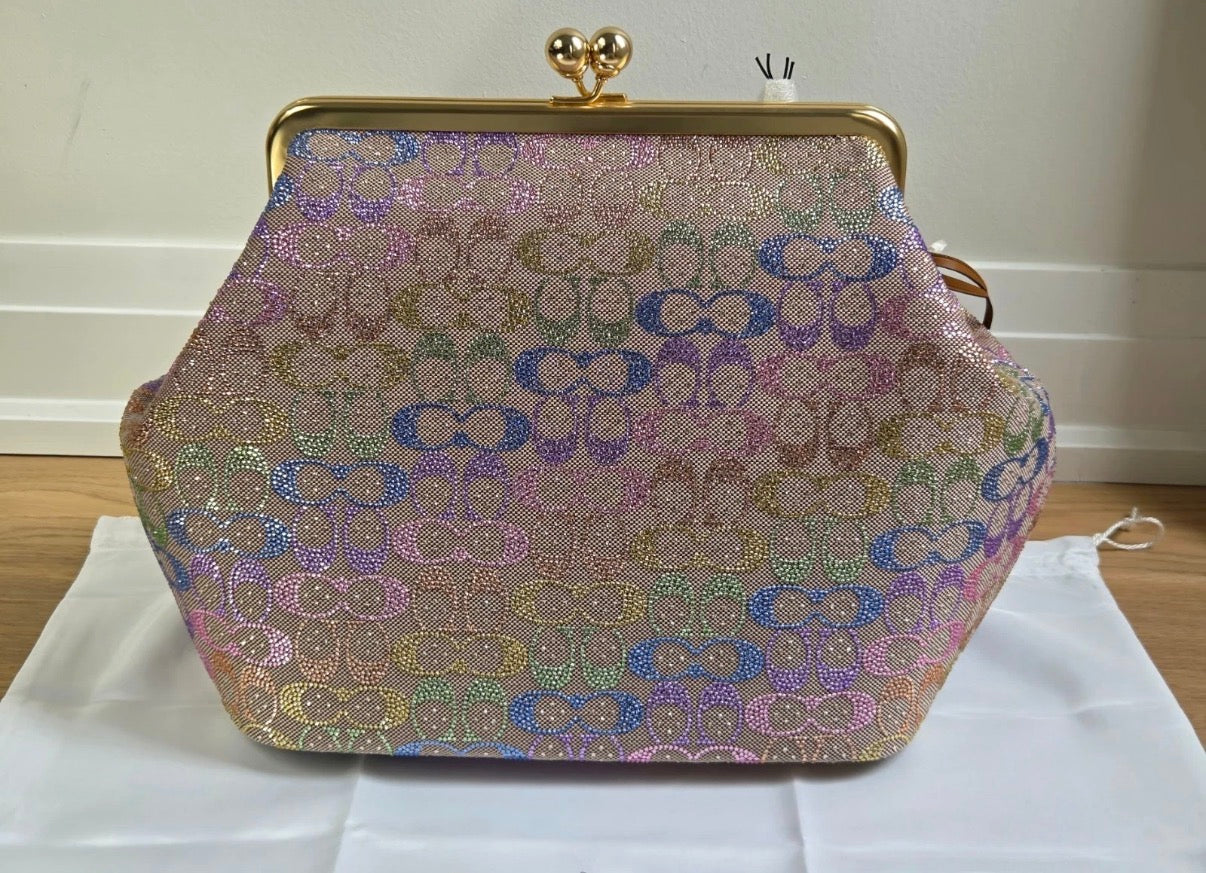 Coach Large Kisslock Frame Bag In Crystal Signature Jacquard | CCX15 | Brand New