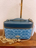 Coach Denim Signature Vanity Crossbody Bag – Blue