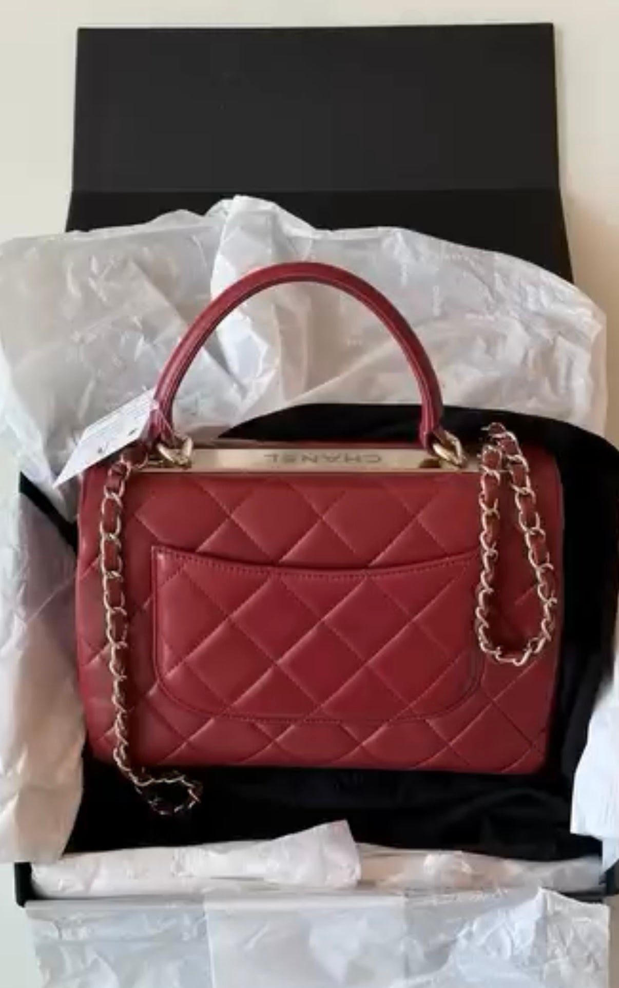 Chanel Quilted Top Handle Flap Bag – Ruby Red