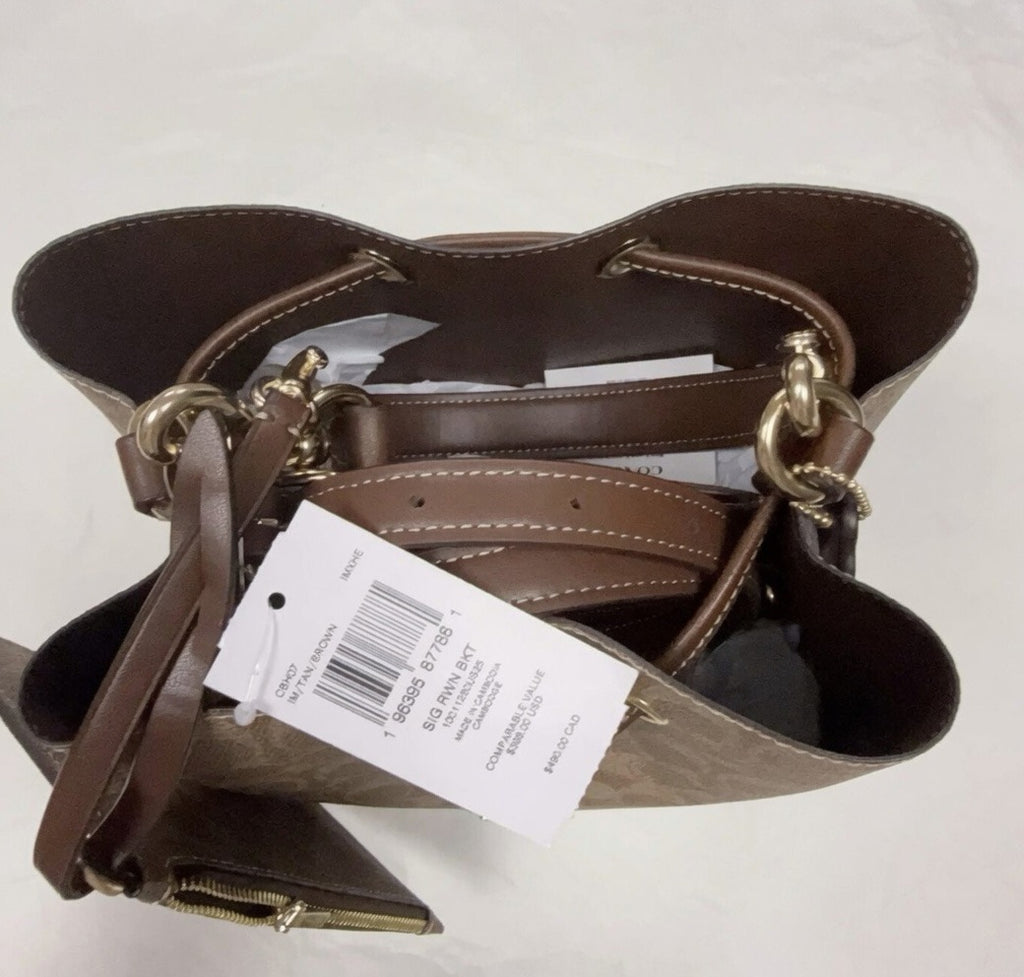 Coach Signature Bucket Bag – Khaki & Saddle