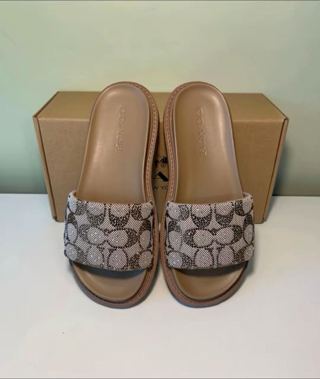 Coach brown crystal sandals