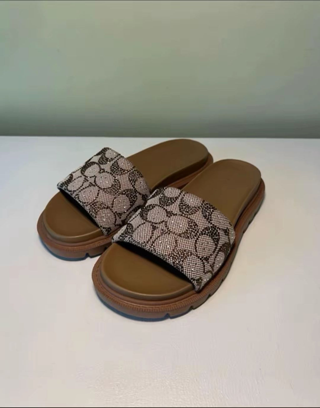 Coach brown crystal sandals