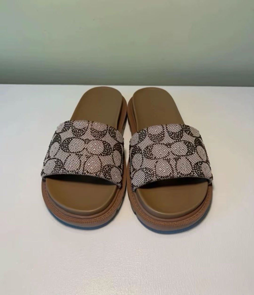 Coach brown crystal sandals