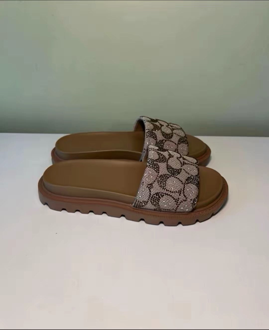 Coach brown crystal sandals